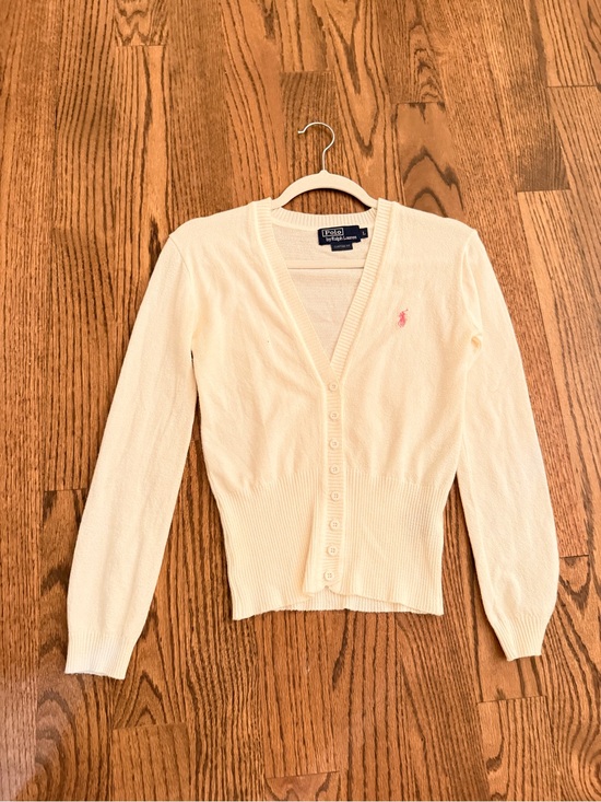 Polo Ralph Lauren Other - Polo by Ralph Lauren Cream Button-Up V-Neck Cardigan with Pink Pony